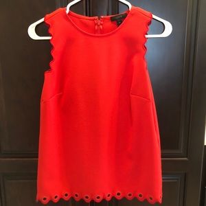 J. Crew Red Sleeveless Scalloped Top